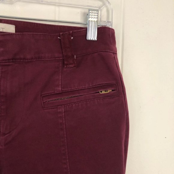 Loft Burgundy Skinny Ankle Pants with Zipper Pockets - Picture 3 of 11
